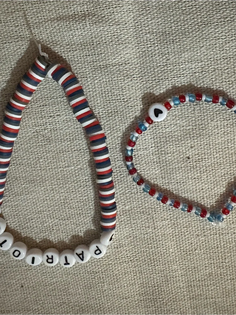 Patriots women’s Beaded Name Necklace & Bracelet Set - Red, Blue, White